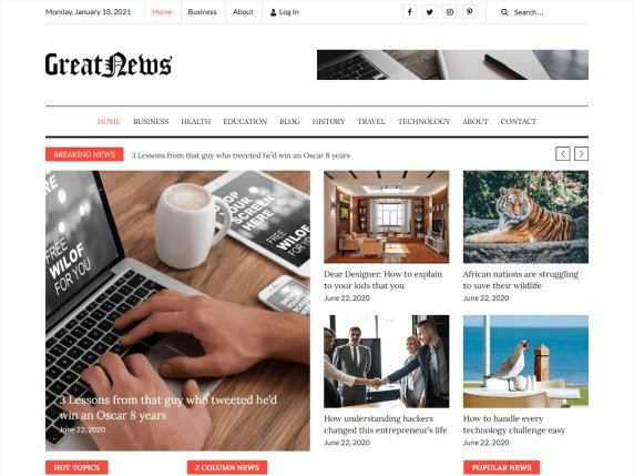 Greatnews Free News Portal WordPress Theme