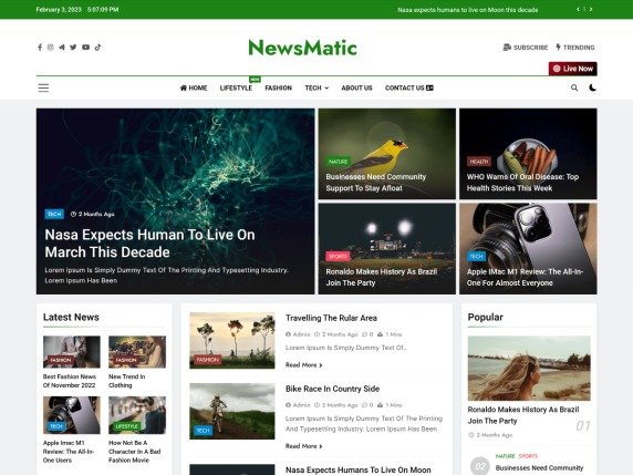 Newsmatic Best WordPress News Portal Theme