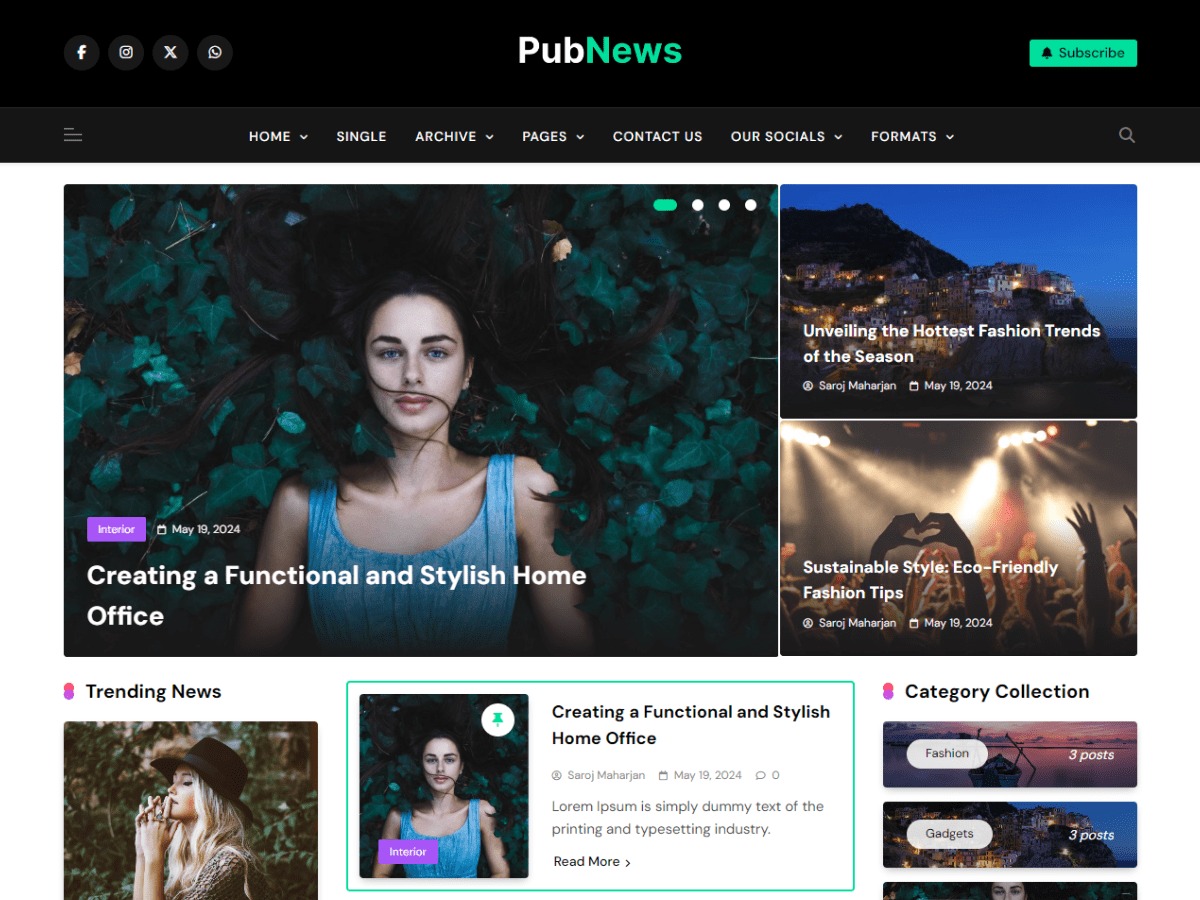 Pub News Free Magazine Theme