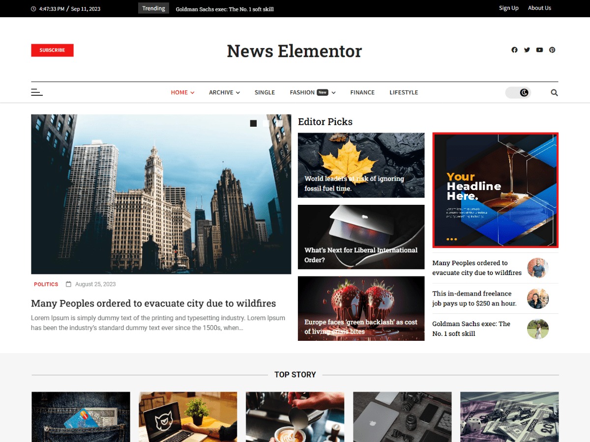 News Elementor Theme